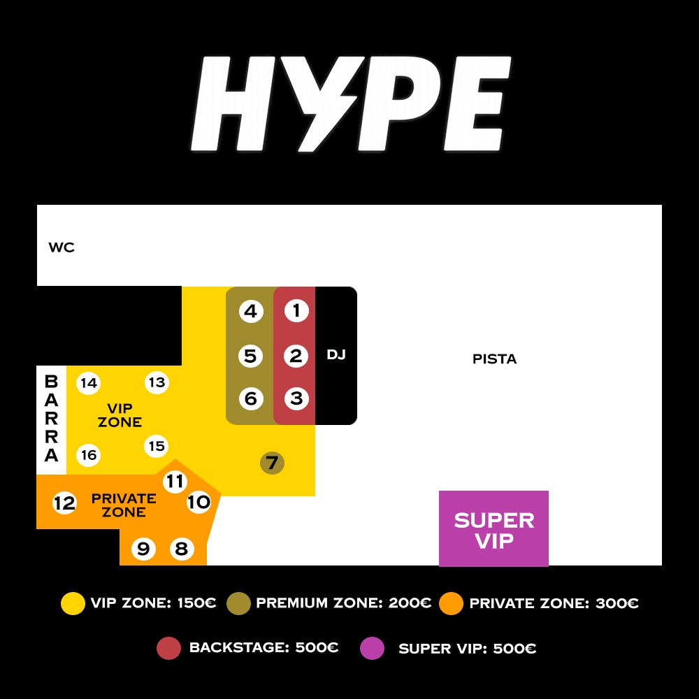 mesas vip hype